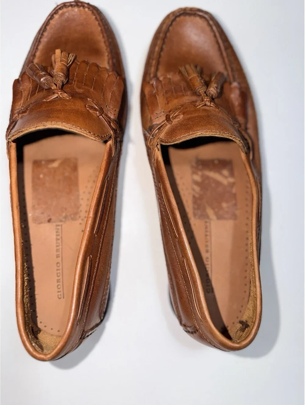 Giorgio Brutini Brown Leather Kiltie Tassel Loafers Men’s 10.5 D Moc Toe